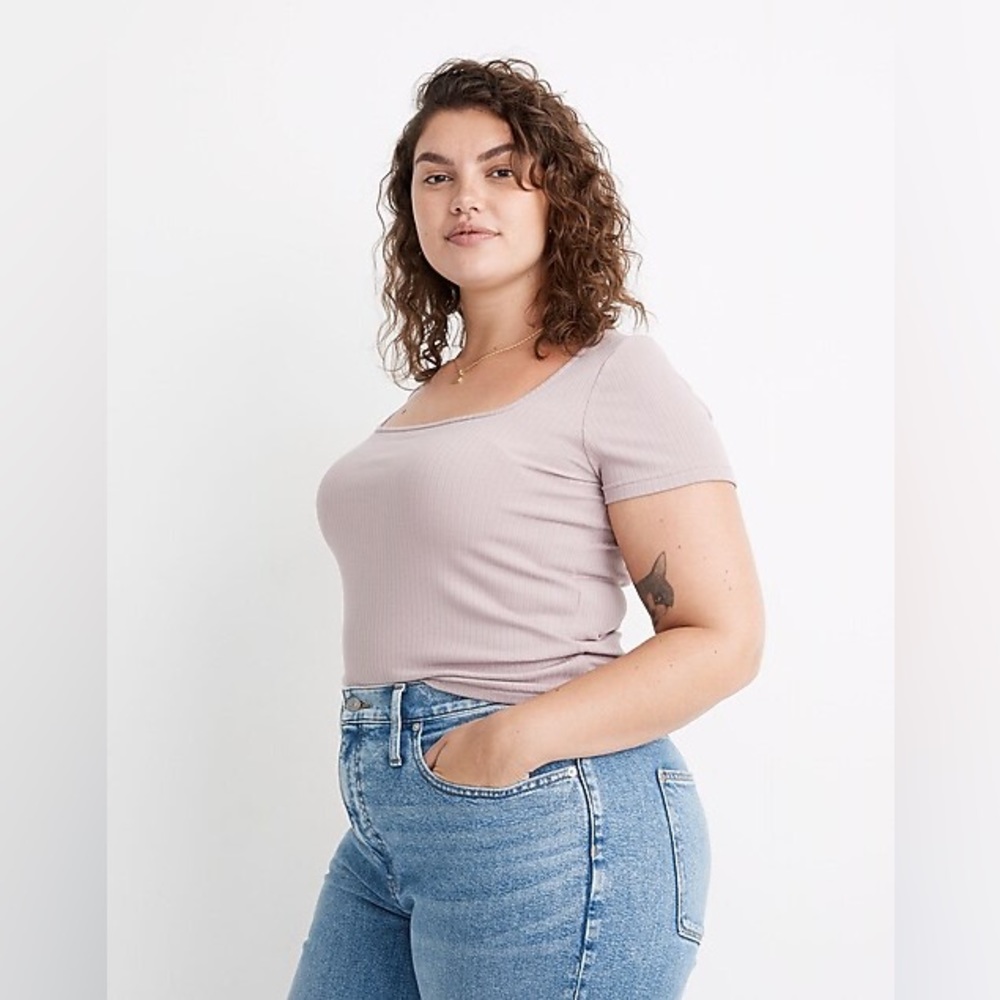 Madewell ribbed square neck crop top